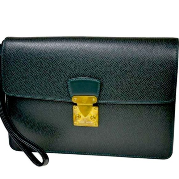 Louis Vuitton Handbags - LOUIS VUITTON LV Pochette Kourad Clutch Hand Bag Taiga Leather Bordeaux Black